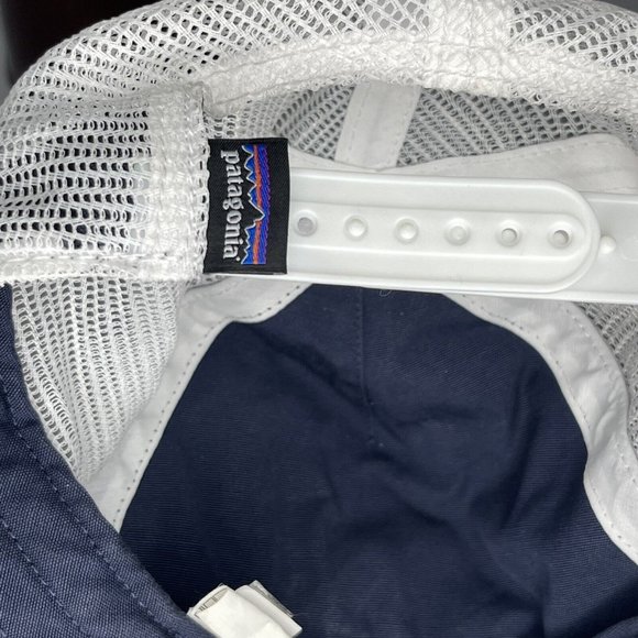 Patagonia Blue Geodesic Flying Fish Trident Mesh Back Adjustable Trucker Hat Cap - Picture 7 of 9